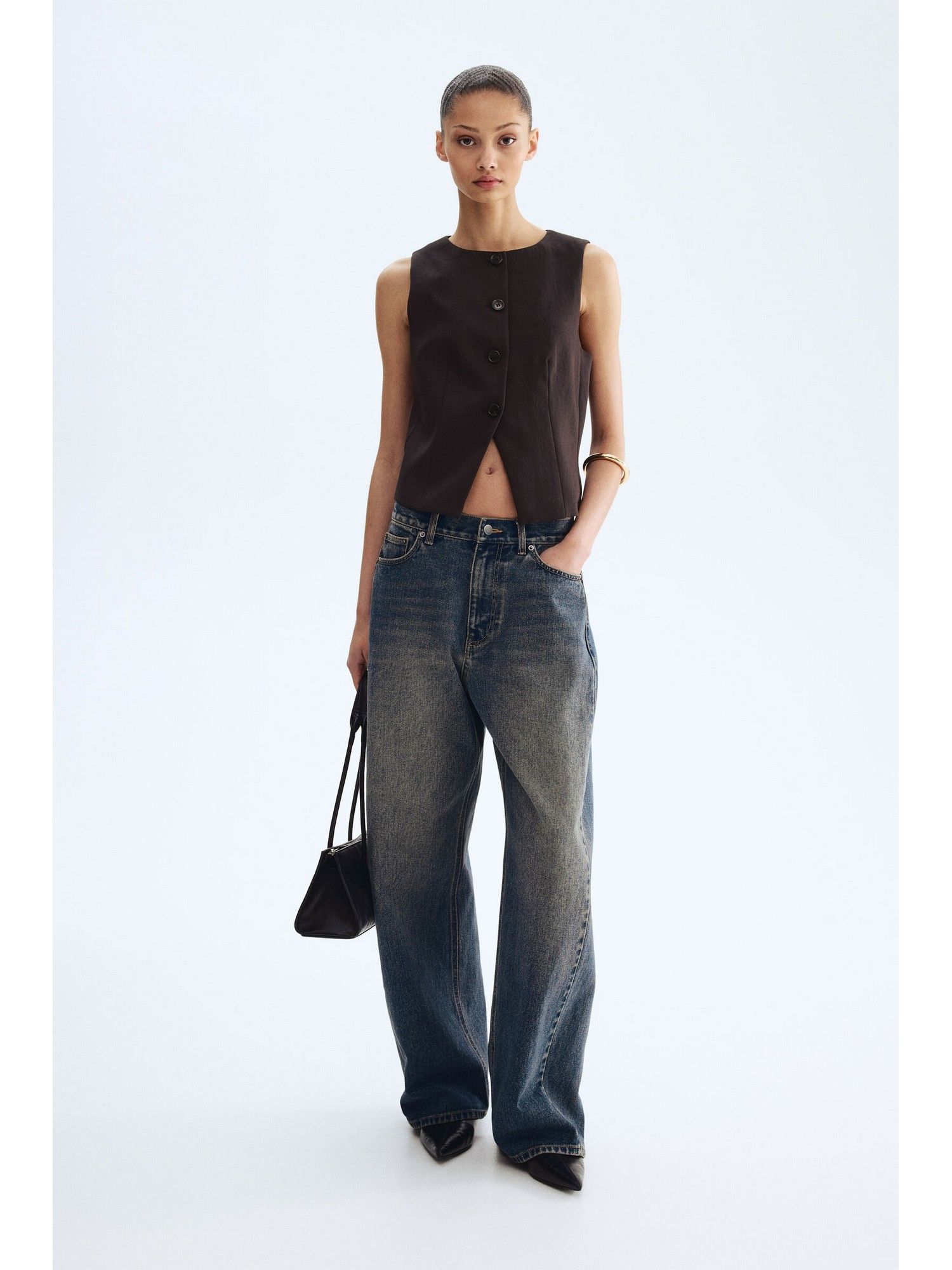 h&m Women Brown Waistcoat-picture-13