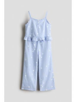H&M - Girls Blue 2-piece frill-trimmed seersucker set