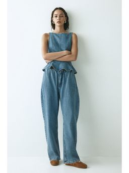 H&M - Women Blue Barrel denim trousers
