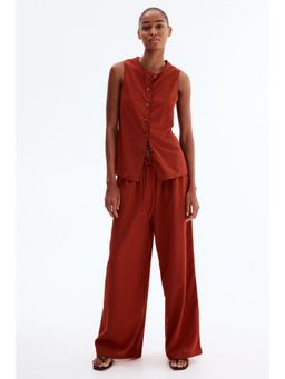 H&M - Women Orange Textured jersey trousers