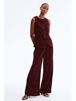 H&M - Women Brown Textured jersey trousers