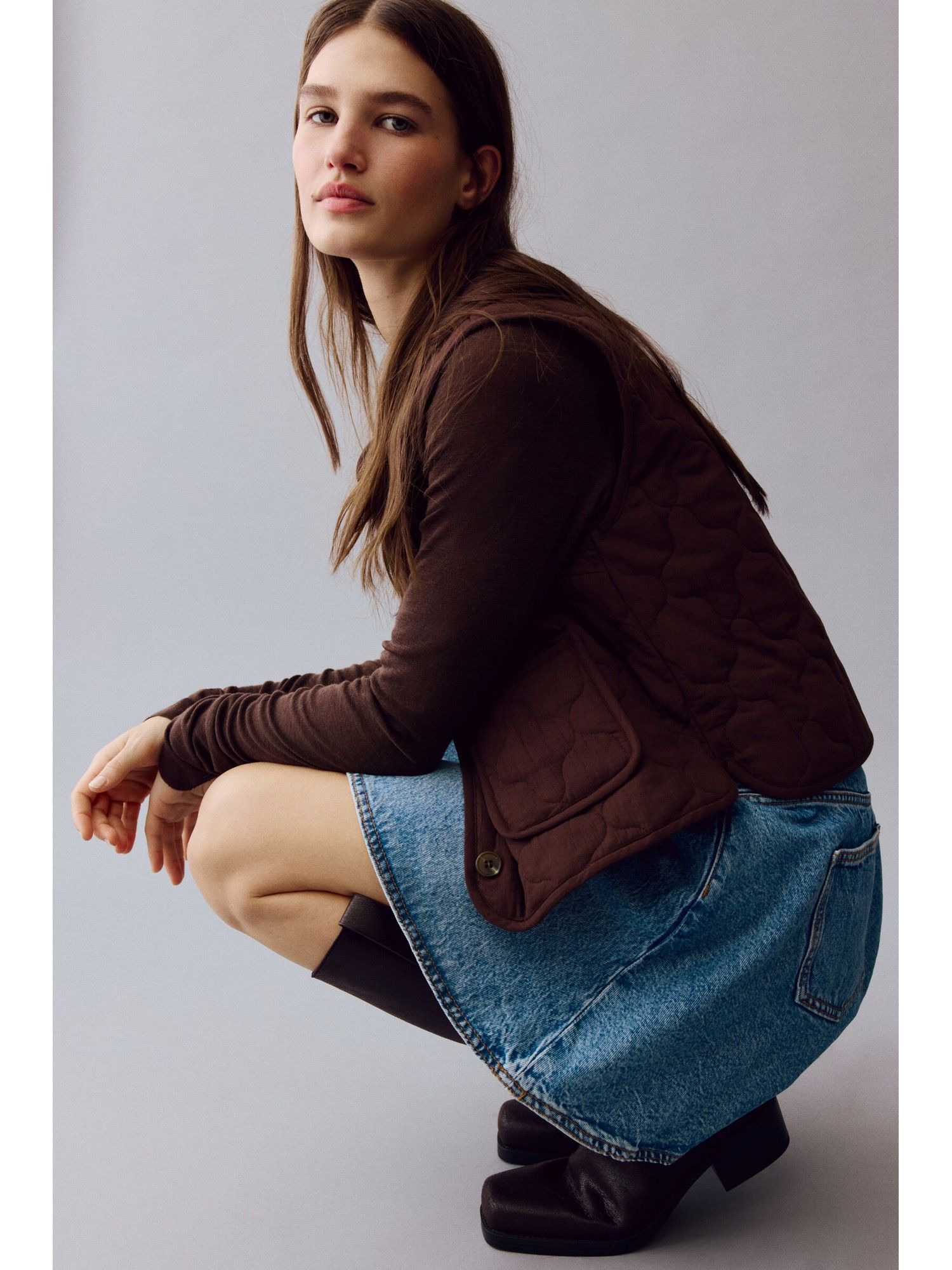 h&m Women Brown Quilted gilet-picture-14