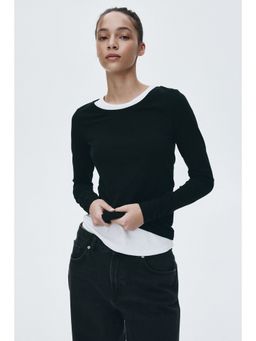 H&M - Women Black Fitted cotton top
