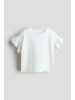 H&M - Girls White Flutter-sleeved top