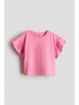 H&M - Girls Pink Flutter-sleeved top
