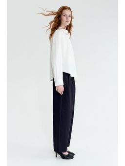 H&M - Women Blue Tailored cotton trousers