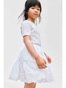 H&M - Girls White Pintucked cotton skirt