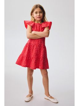 H&M - Girls Red Tiered seersucker dress