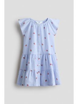 H&M - Girls Blue Tiered seersucker dress