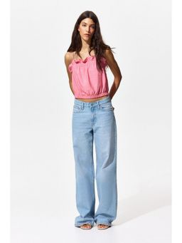 H&M - Women Pink Frill-trimmed strappy top