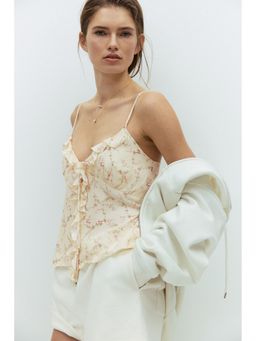 H&M - Women Multi-Color Flounce-trimmed viscose top