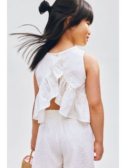 H&M - Girls White 2-piece embroidered set