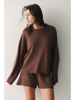 H&M - Women Brown Roll-edge jumper