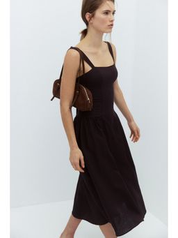H&M - Women Brown Linen-blend strappy dress