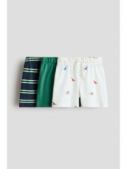 H&M - Boys Green 3-pack cotton jersey shorts