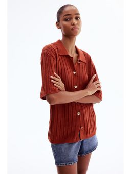 H&M - Women Orange Crochet-look cardigan