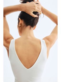 H&M - Women White V-neck jersey Bodysuit