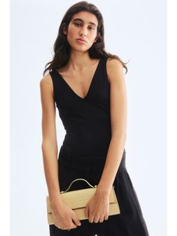 H&M - Women Black V-neck jersey Bodysuit