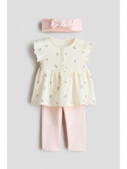 H&M - Girls Beige 3-piece cotton set
