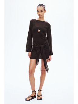 H&M - Women Brown Tie-detail dress