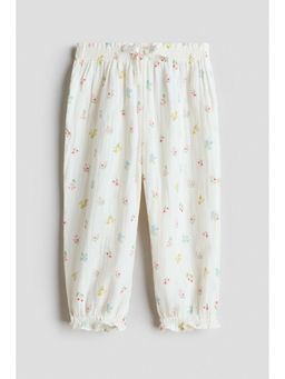 H&M - Girls White Cotton muslin trousers