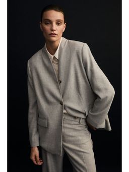 H&M - Women Beige Lapelless blazer