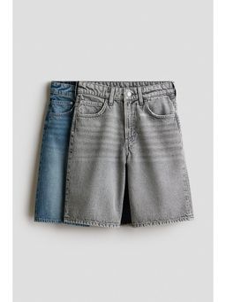 H&M - Boys Grey 2-pack Baggy Fit Denim Shorts