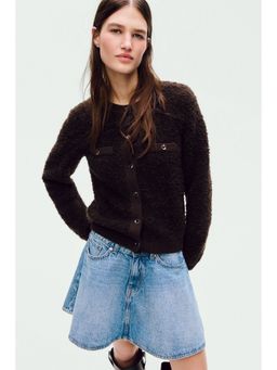 H&M - Women Brown Boucl-knit cardigan