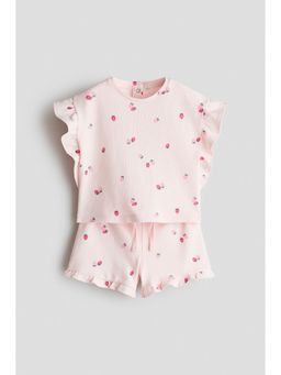 H&M - Girls Pink 2-piece patterned cotton set