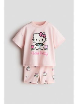 H&M - Girls Pink 2-piece printed cotton set