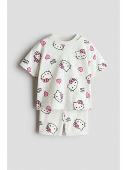 H&M - Girls Grey 2-piece printed cotton set