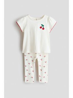 H&M - Girls White 2-piece top and leggings set