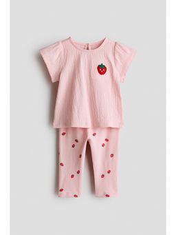 H&M - Girls Pink 2-piece top and leggings set
