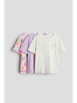 H&M - Girls Purple 3-pack printed T-shirts