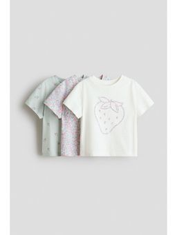H&M - Girls White 3-pack printed T-shirts