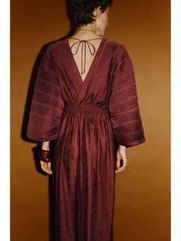 H&M - Women Red Crinkled V-neck dress