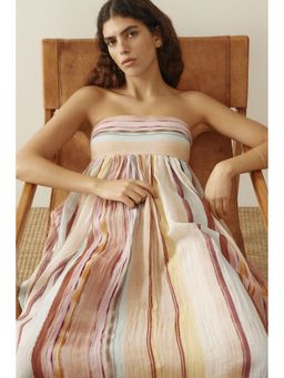 H&M - Women Beige Long bandeau dress