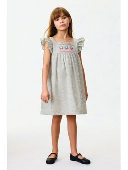 H&M - Girls Green Flutter-sleeved cotton dress