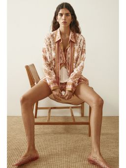 H&M - Women Beige Printed lyocell shirt