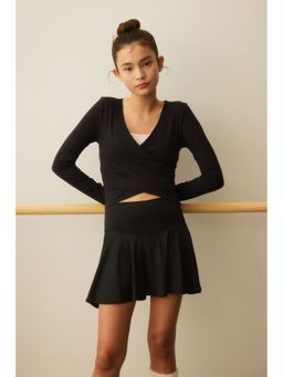 H&M - Girls Black Sports wrap top with SoftMove
