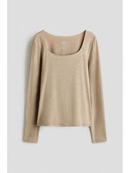 H&M - Women Beige Warming Slim Fit Long-sleeved top