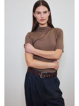 H&M MOVE - Women Brown Warming Slim Fit Turtleneck T-shirt