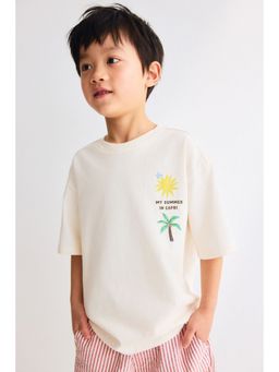 H&M - Boys Beige Oversized printed T-shirt