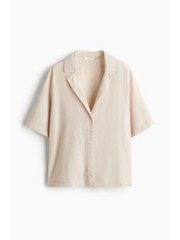 H&M - Women Beige Linen-blend resort shirt