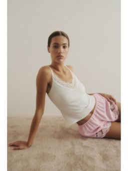 H&M - Women Pink Lace-trimmed pyjama shorts