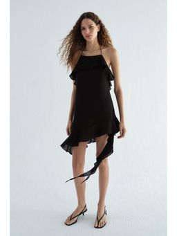 H&M - Women Black Flounced halterneck dress