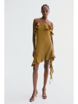 H&M - Women Green Flounced halterneck dress