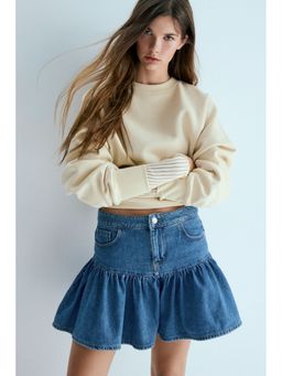 H&M - Women Blue Flared denim skirt