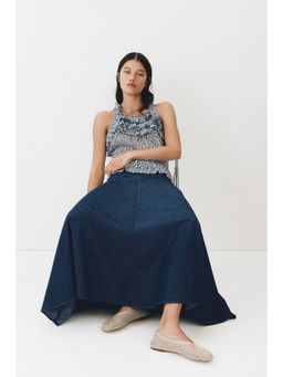 H&M - Women Blue Flared denim skirt