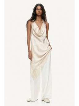 H&M - Women Beige Satin halterneck dress